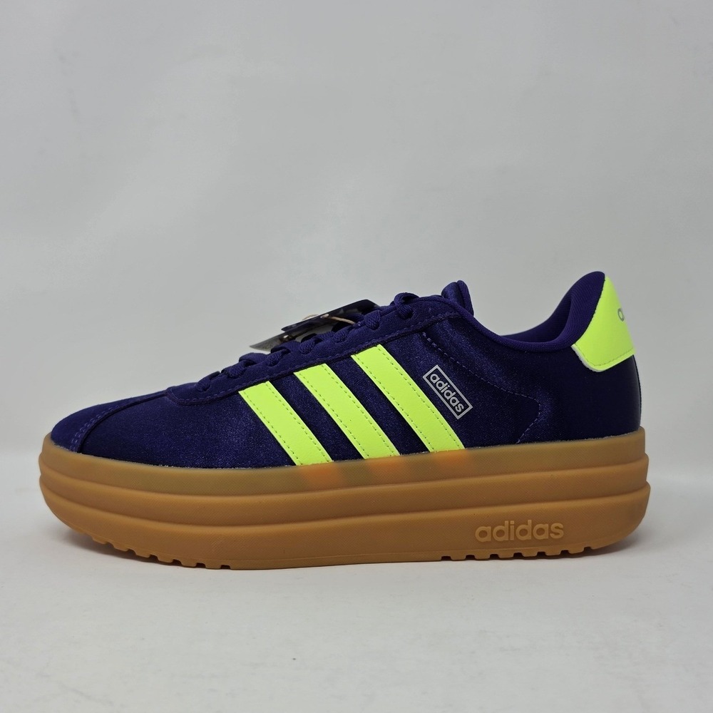 Adidas VL Court Bold J Purple Neon Yellow Platform Sneakers JQ1874 Youth 4.5/W6 - Picture 6 of 10
